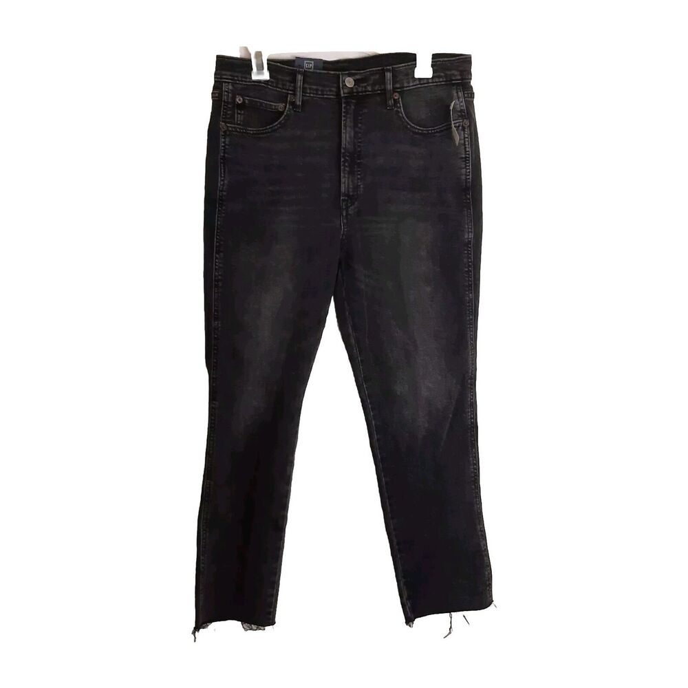 Gap Jeans Women 31/12R Cigarette High Rise Slim Stretch Washed Black 26" Inseam